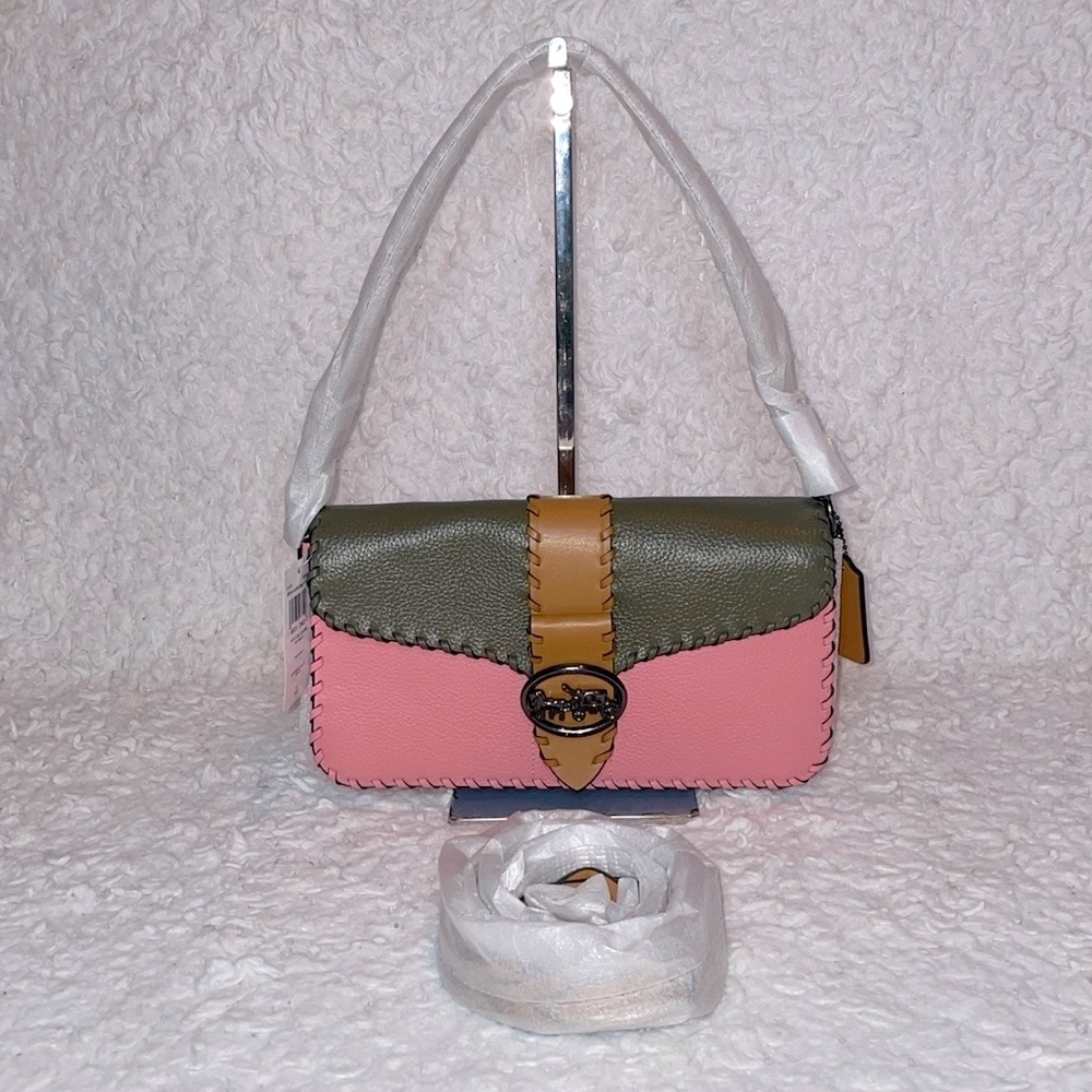 New Coach Georgie Whipstitch Colorblock Leather Shoulder Crossbody Bag Purse Ms